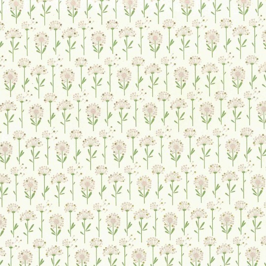 Petite Dandelions Floral Print Paper ~ Rossi Italy ~ Light Green Stems